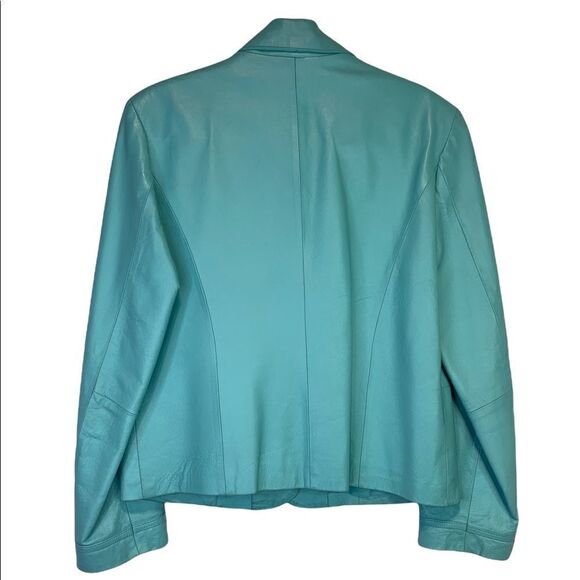 𝅺cleo Blue Leather Jacket Blazer - Picture 2 of 10